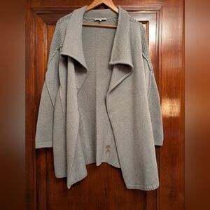Gray Open Front Cardigan Sweater